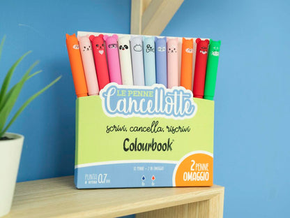 COLOURBOOK CANCELLOTTE - Set 12 Penne Gel Cancellabili Ricaricabili