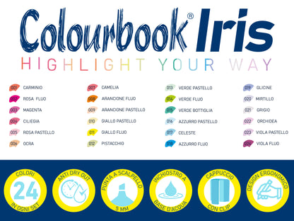 COLOURBOOK - Set 24 Evidenziatori Iris Rainbow Selection