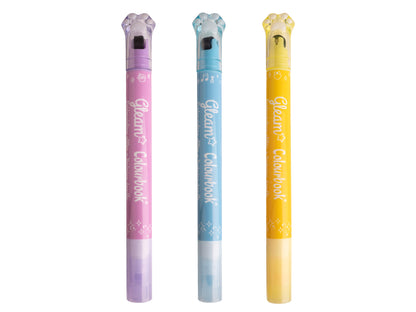 COLOURBOOK SET 3 EVIDENZIATORI GLEAM LILLA - Evidenziatori Glitterati Con Timbrino