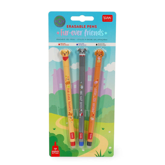 LEGAMI - Set di 3 Penne Cancellabili Erasable Pen Fur-ever Friends