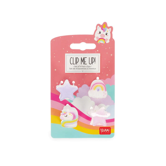 LEGAMI - Set di 4 Mini Mollette per Capelli Unicorn Clip me up!