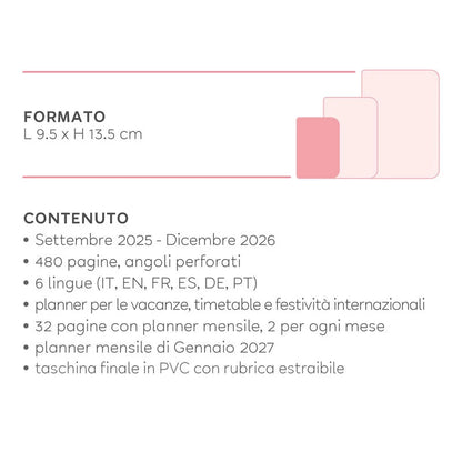 LEGAMI- Diario/Agenda 16 Mesi Giornaliera Small 2025/2026 Hedgehog