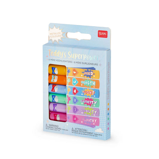 LEGAMI - Set Di 6 Mini Evidenziatori Teddy's Superpower
