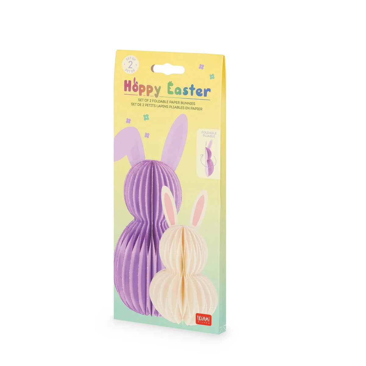 LEGAMI - Set di 2 Coniglietti Pieghevoli in Carta Hoppy Easter