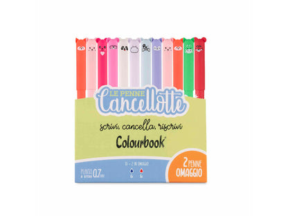 COLOURBOOK CANCELLOTTE - Set 12 Penne Gel Cancellabili Ricaricabili