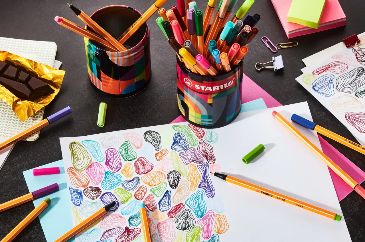 STABILO POINT 88 ARTY - Penna Fineliner Con Portapenne In Metallo 45 Pz