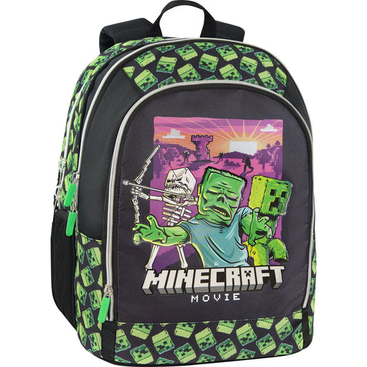 MINECRAFT - Zaino Organizzato Nero/Verde