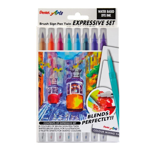 PENTEL - Brush Sign Pen Twin Expressive Set Paesaggio