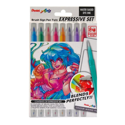 PENTEL - Brush Sign Pen Twin Expressive Set Manga
