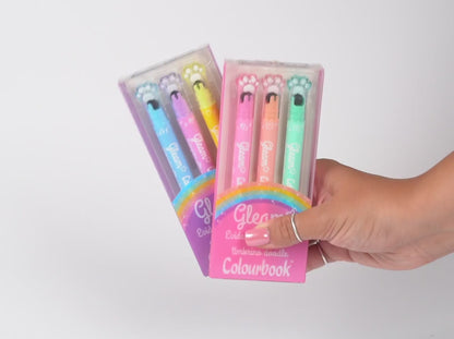 COLOURBOOK SET 3 EVIDENZIATORI GLEAM ROSA - Evidenziatori Glitterati Con Timbrino
