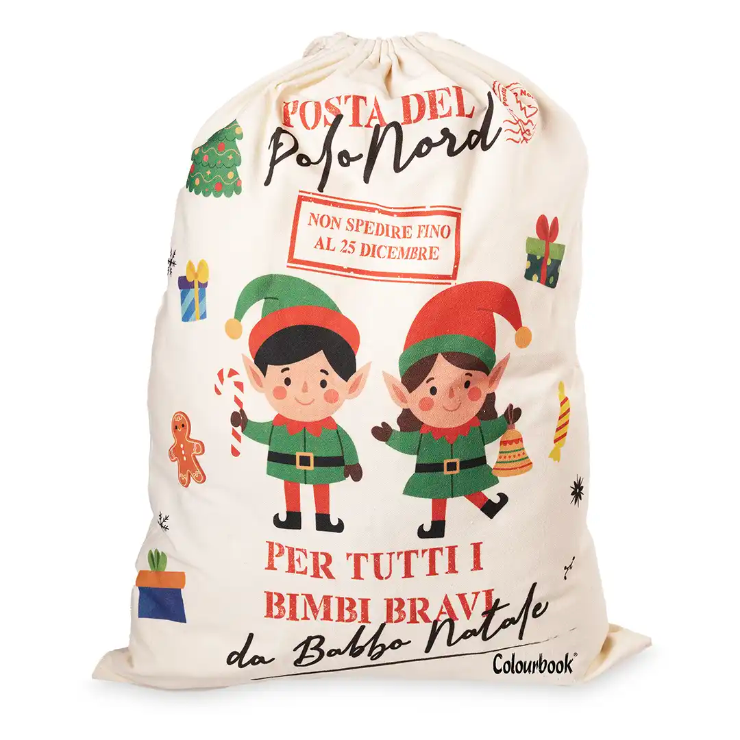 COLOURBOOK - Sacco Regali Di Babbo Natale La Fabbrica Degli Elfi