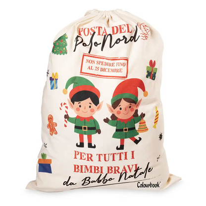 COLOURBOOK - Sacco Regali Di Babbo Natale La Fabbrica Degli Elfi