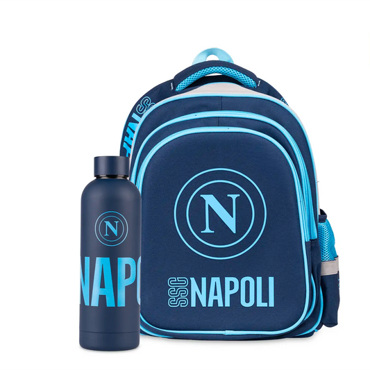 COLOURBOOK - Zaino Scuola SSC Napoli Blu Con Borraccia Omaggio
